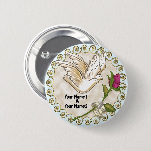 Dove Wedding Rings pin-knop Ronde Button 5,7 Cm (Voorkant /achterkant)