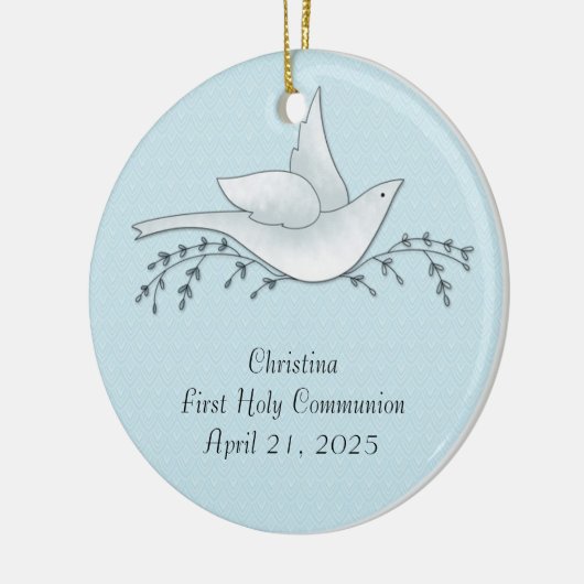 Dove with Branches, Blue, First Community Keramisch Ornament (Links)