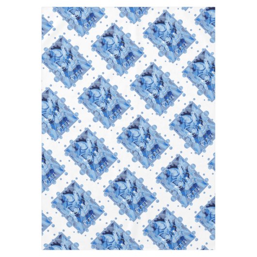 Dove With Celtic Peace Text In Blue Tones Tafelkleed (Voorkant)