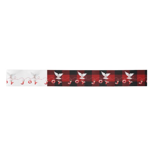 Dove with Joy Text on Buffalo Play Satin Ribbon Lint (Voorkant)