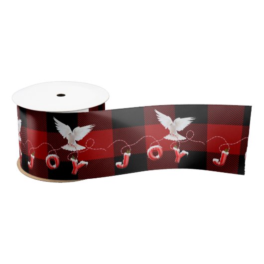 Dove with Joy Text on Buffalo Play Satin Ribbon Lint (Spoel)