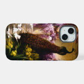 Doven en pacocks in een tuin iPhone 15 hoesje (Achterkant horizontaal)