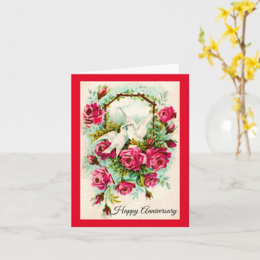 Doven en Rozen Jubileum Kaart (Gele Bloem)