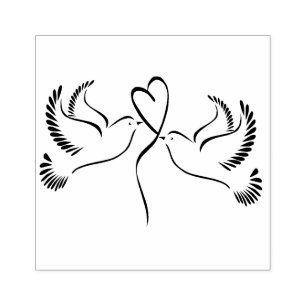 Doven met hart rubberstempel