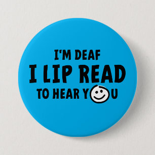 Doven, slechthorend, doofheid, gebaren taal ronde button 7,6 cm