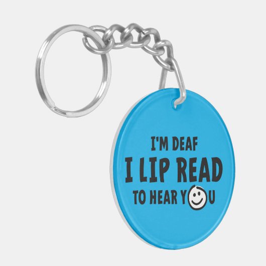 Doven, slechthorend, doofheid, gebaren taal sleutelhanger (Voorkant Links)