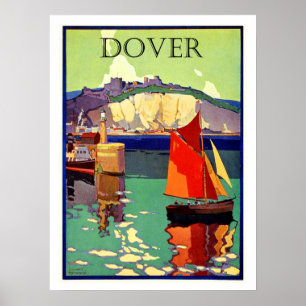 Dover, Engeland, zeilschip, zee, vintage Poster