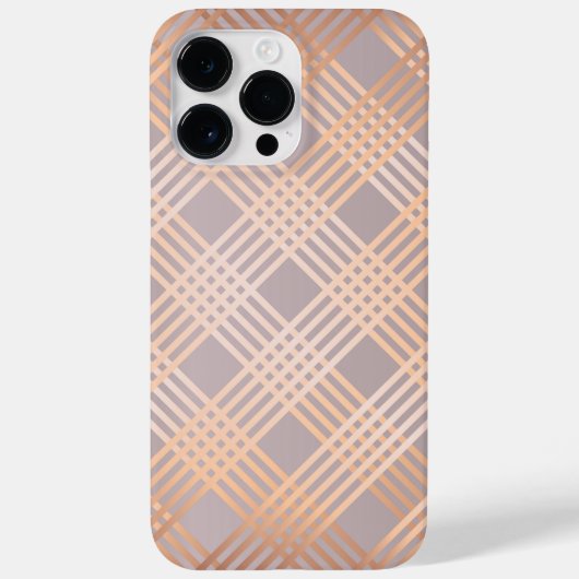 Dover Gray en Metallic Peach Plaid Case-Mate iPhone Case (Achterkant)