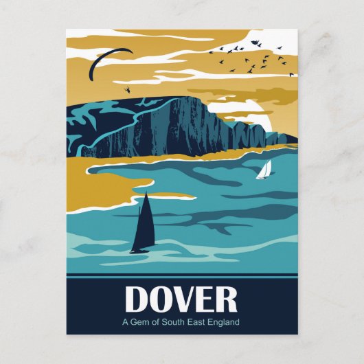 Dover in blauw briefkaart (Voorkant)