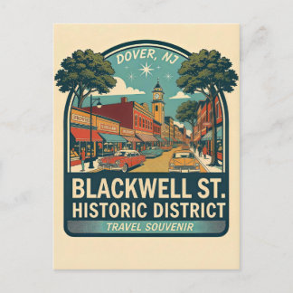 Dover NJ Blackwell St Historic District Retro Briefkaart