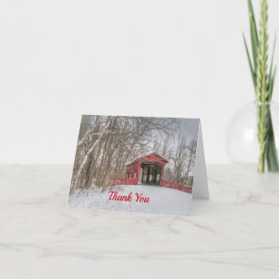 Dovered Bridge Red Snow Photo Bedankkaart