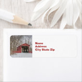 Dovered Bridge Red Snow Photo Etiket (Insitu)