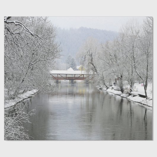 Dovered Bridge Snow Photo Cadeaupapier (Vlak)