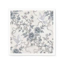 Doves and Peony Flowers with Ribbons