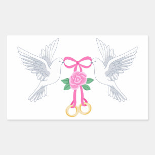 Doves and Wedding Rings Rechthoekige Sticker