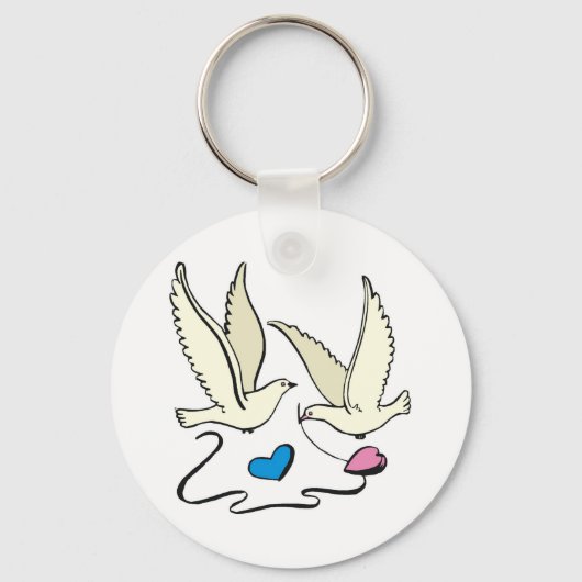 Doves Carry Wedding Hearts Sleutelhanger (Voorkant)