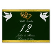 Doves & Coeur - Emerald/Gold Numéro de table (Devant)