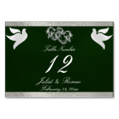 Doves & Coeur - Emerald/Silver Numéro de table (Devant)