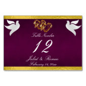 Doves & Coeur - Purple/Gold Numéro de table (Dos)