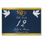 Doves et Coeur - Bleu/Or Numéro de table (Dos)