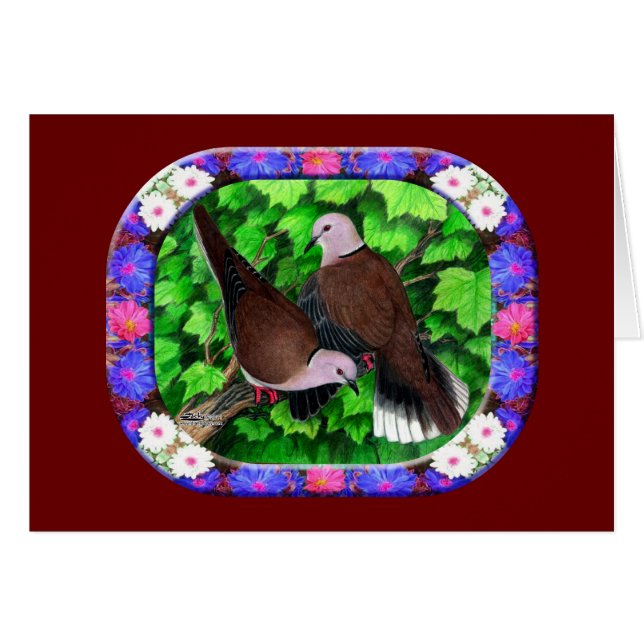 Doves et fleurs encadrées (Devant Horizontal)