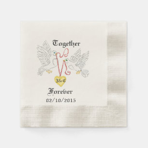 Doves of Love Personalized Napkins Servetten