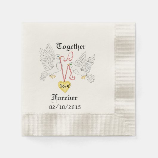 Doves of Love Personalized Napkins Servetten (Voorkant)