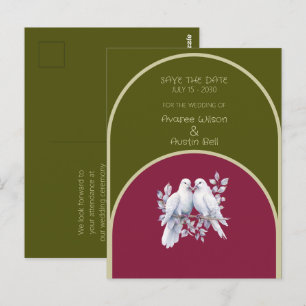 Doves Rings Olijfgroen Bourgogne Geel Boog Briefkaart
