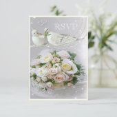 Doves romantiques, étincelles et mariage Rose RSVP (Debout devant)
