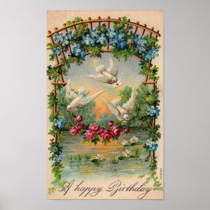 Doves Rozen Birthday Poster