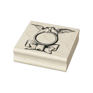 Doves Trouwring & Bow  Rubber Art Stamp Rubberstempel