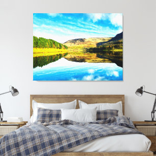 Dovestone Reservoir in de winter Canvas Afdruk