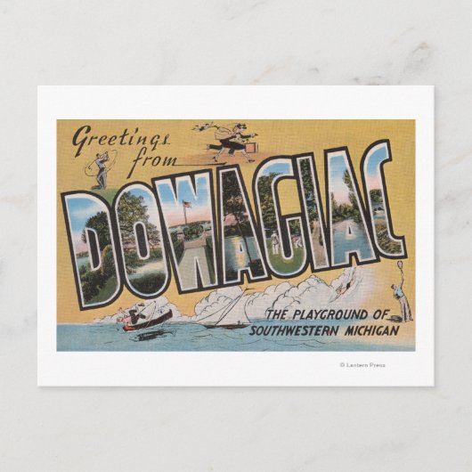 Dowagiac, Michigan - Grote lettertjes Briefkaart (Voorkant)