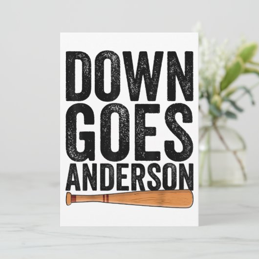DOWN GOES ANDERSON GRAPPIG HONKBALGESCHENK ANDERSO KAART (Staand voorkant)