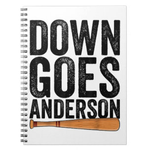 DOWN GOES ANDERSON GRAPPIG HONKBALGESCHENK ANDERSO NOTITIEBOEK