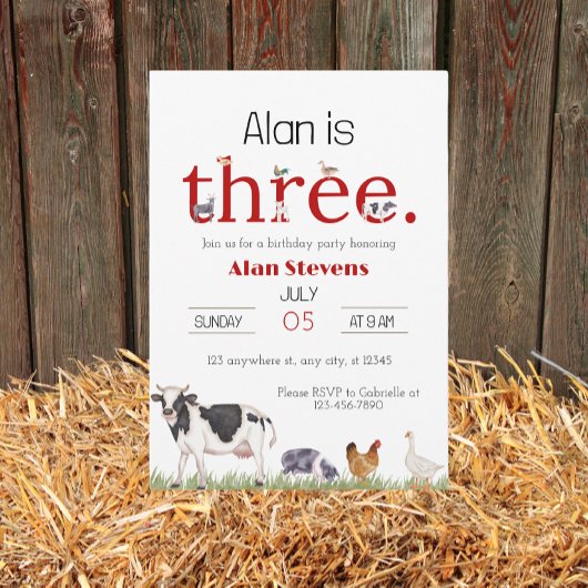 Down on the Farm : 3e anniversaire Bash Invitation