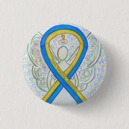 Down Syndrome Angel Awareness Ribbon Button Pin (Voorkant)