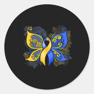 Down Syndrome Awareness Butterfly Gift Ronde Sticker