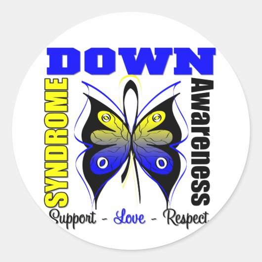 Down Syndrome Awareness Butterfly Ronde Sticker (Voorkant)