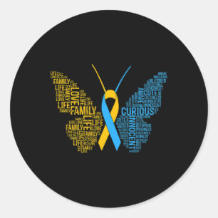 Down Syndrome Awareness Butterfly Support Gift Ronde Sticker