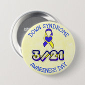 Down Syndrome Awareness Day 3.21 Ribbon Button (Voorkant /achterkant)