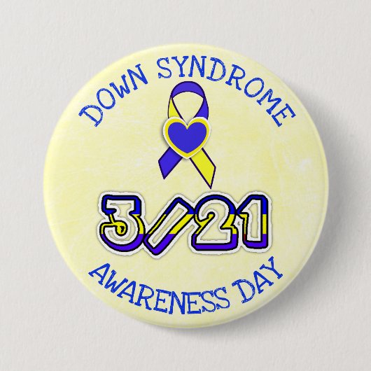 Down Syndrome Awareness Day 3.21 Ribbon Button (Voorkant)