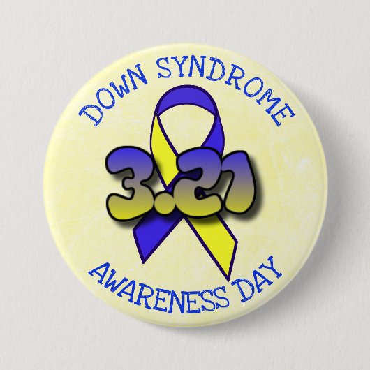 Down Syndrome Awareness Day 3.21 Ribbon Button (Voorkant)
