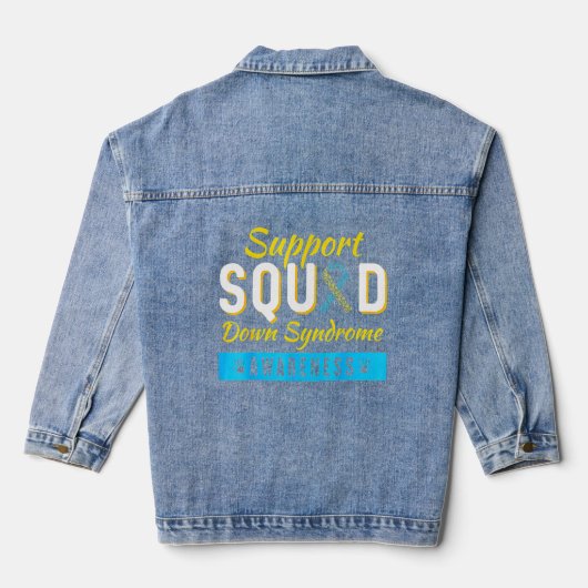 Down Syndrome Awareness Month Ribbon Support Squad Denim Jacket (Achterkant)