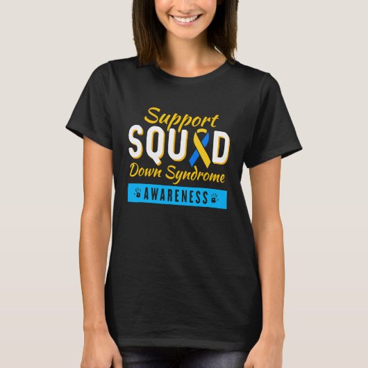 Down Syndrome Awareness Month Ribbon Support Squad T-shirt (Voorkant)