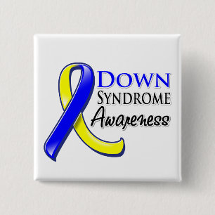 Down Syndrome Awareness Ribbon Vierkante Button 5,1 Cm