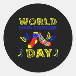 Down Syndrome Awareness T21 Rock Uw Sokken Ronde Sticker