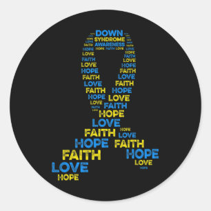 Down Syndrome Bewustzijn Hoop Geloof Liefde Blauwg Ronde Sticker