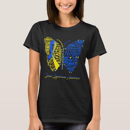 Down Syndrome Butterfly awareness T-shirt (Voorkant)
