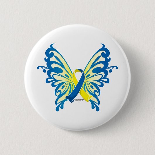 Down Syndrome Butterfly Ribbon Ronde Button 5,7 Cm (Voorkant)
